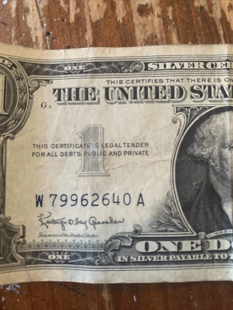 Very Rare $1 Silver Certificate Usa Bank Note 1957 Blue Seal Series B