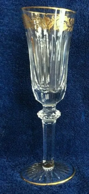 Christofle Crystal Marly Gold Inlay Champagne Flute Stemware Signed