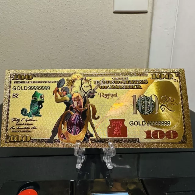 24k Gold Foil Plated Rapunzel Disney Princess ￼Banknote Collectible