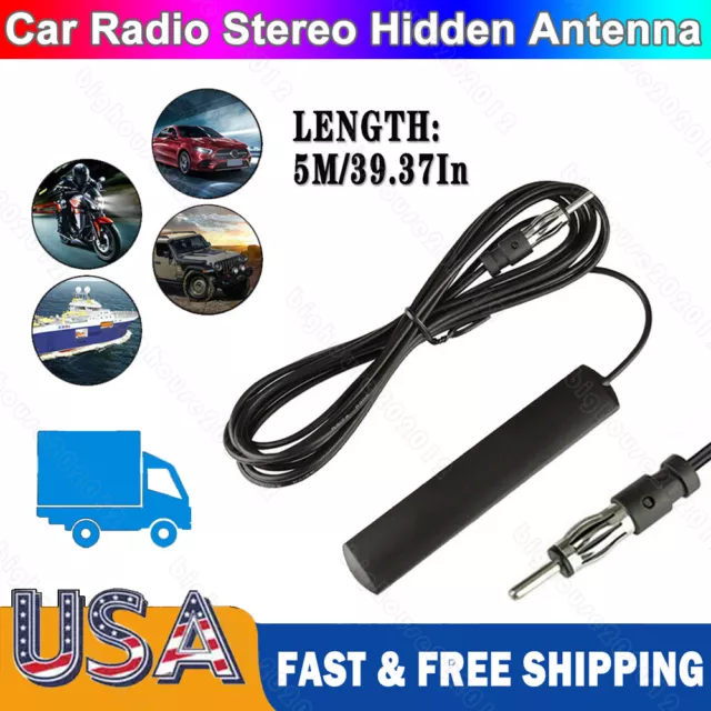 Car Radio Stereo Hidden Antenna Stealth FM AM For Vehicle Truck Motorcycle Boat