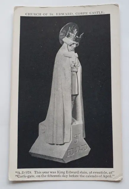 Unposted Vintage B&W Postcard - Statue, Church of St Edward, Corfe Castle (b)