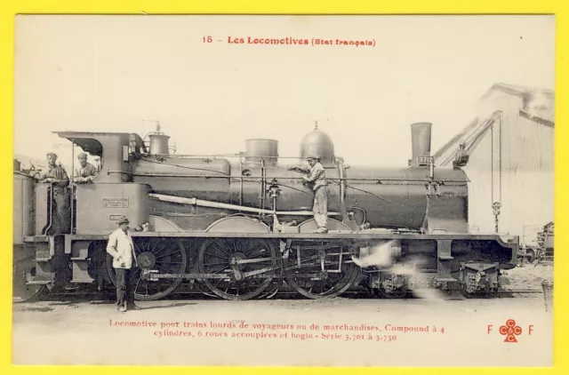 cpa LOCOMOTIVE à Vapeur N° 3712 des CHEMINS de FER de l'ETAT FRANÇAIS Animé