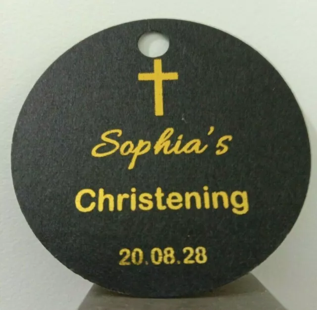 20x Black Gift Tags Gold Silver Foil Christening Baptism Candle Party Favor Box