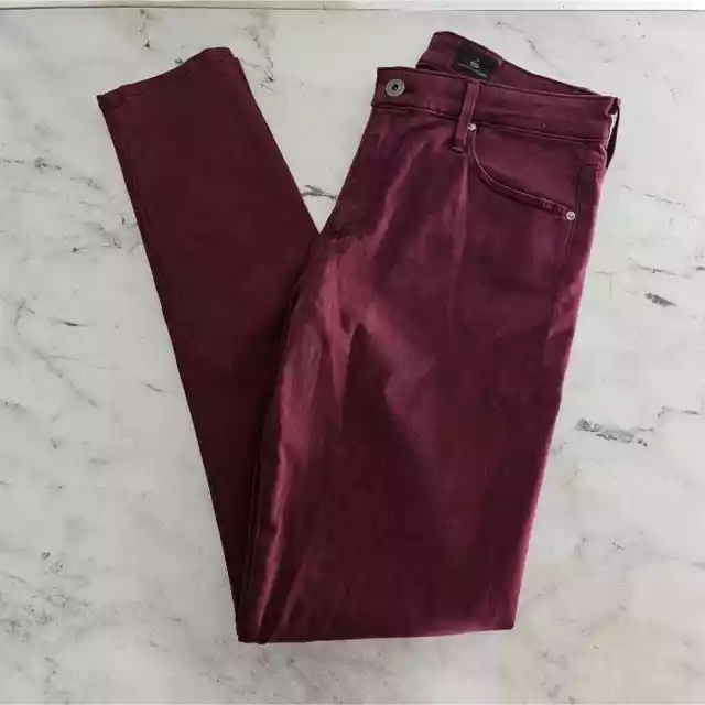 Ag Adriano Goldschmied The Farrah Skinny Ankle High Rise Burgundy Jeans 28 NWT