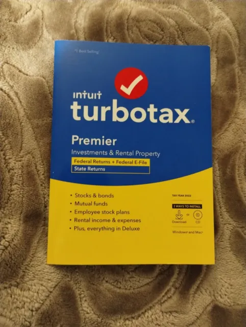 New Intuit TurboTax Premier Edition 2022 CD/Code Sealed. FAST FREE SHIPPING!
