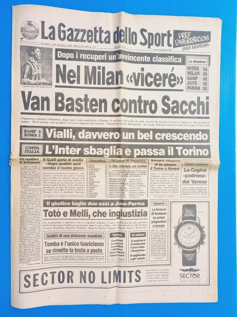 LA GAZZETTA DELLO SPORT N.170 DEL 20 LUGLIO 1995 - TOUR FABIO VAN BASTEN ( GS10