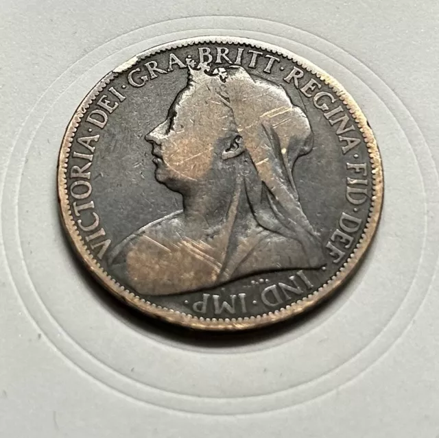 1900 Great Britain  One Penny - Queen Victoria  World Coin Bronze (F43)