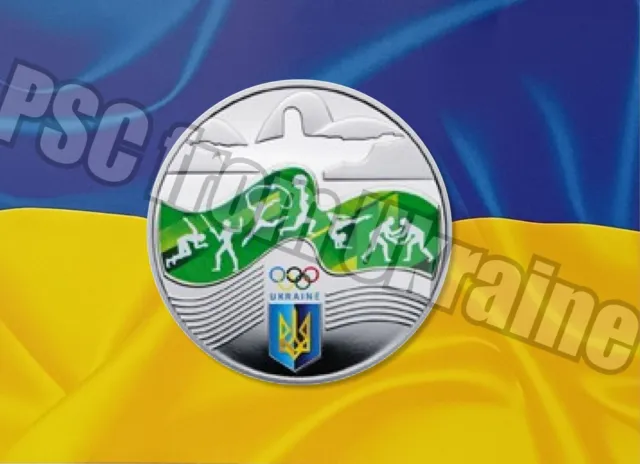 OLYMPICS in Rio de Janeiro 10 UAH Ukraine 2016 Silver 1 Oz Coin, Sport Brazil