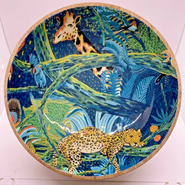 OPALHOUSE Modern Mango Wood Serving Salad Bowl Jungle Large Cheetah Giraffe