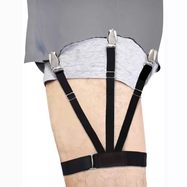 Mens Shirt Stays Elastic Garter Shirts Holder with Non-slip Clamps Xmas Gift New