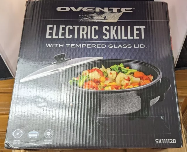 Ovente Electric Wok with Nonstick Coating 13“ Family-Sized Skillet 1400W Power