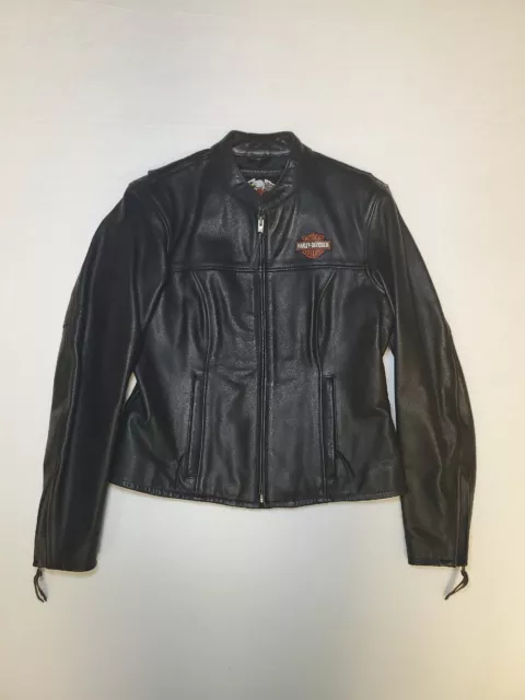 Harley Davidson Women's M Black Leather Jacket Bar & Shield Nice! 98112-06VW