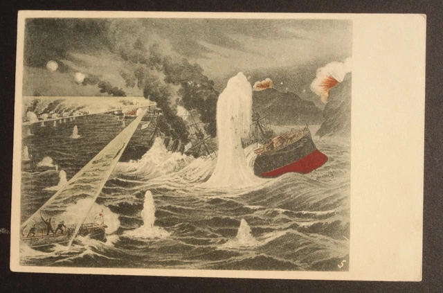 1904 Russo-Japanese War, 'Destruction of the Russian Fleet" Japan pub postcard