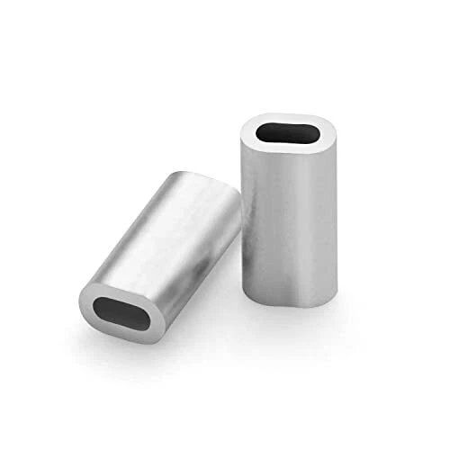 Fishing Crimps 100 Pieces Aluminum Oval Crimping Sleeves Single Barr