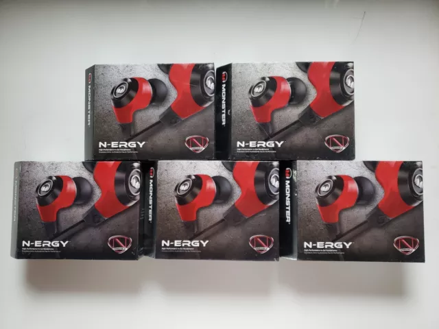 Lot of 5 Monster NCredible NErgy ControlTalk Universal In-Ear Headphones Red NEW