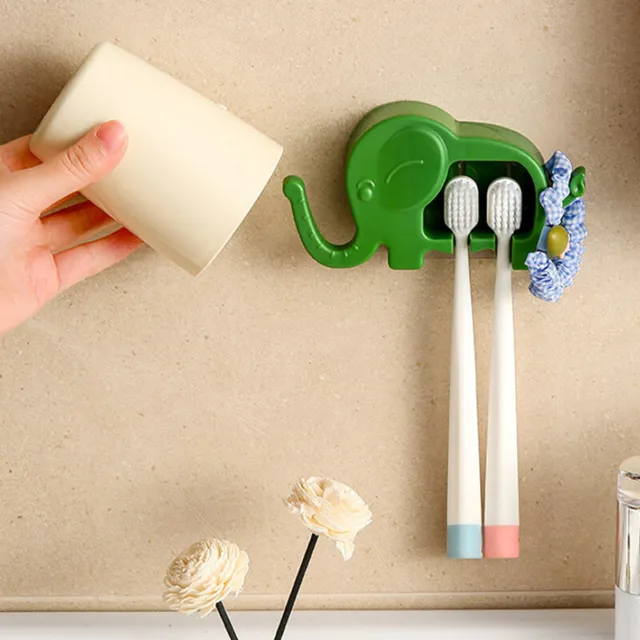 Cartoon Elephant Toothbrush Holder Suction Cup Plastic Hook Sundry Storage Rack