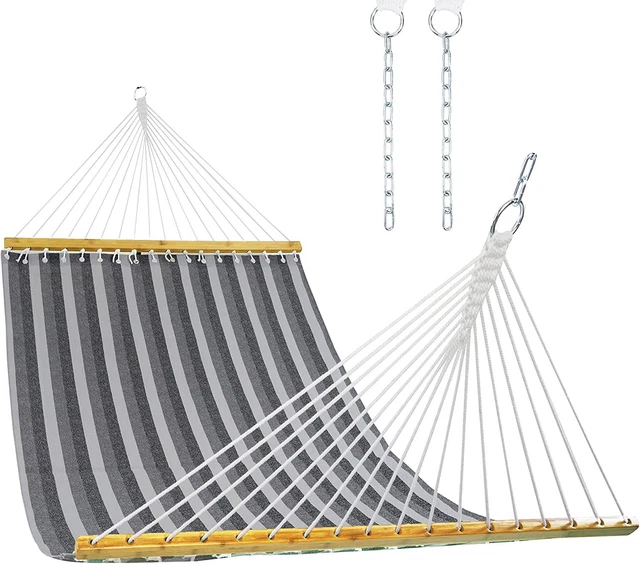 Lxoohy 12FT Large Double Size Hammock, Quick Dry Bonus Chains and Hooks, Grey