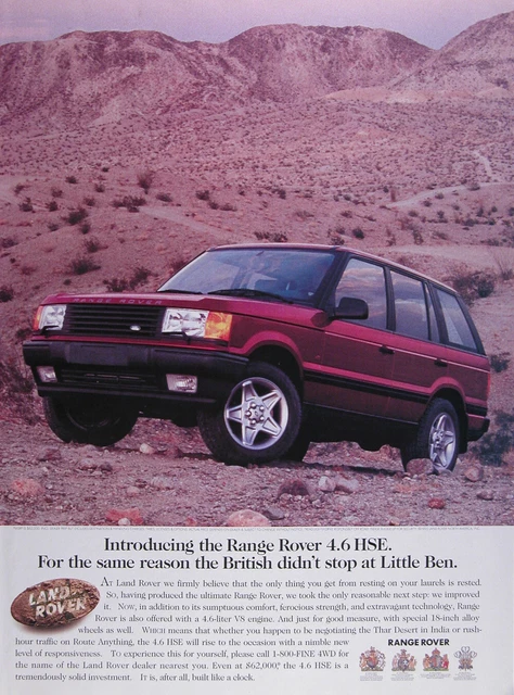 1996 RANGE ROVER 4.6 HSE Original Vintage Ad ~ MSRP $62,000 ~ FREE SHIPPING!