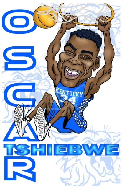 Original Caricature poster of Oscar Tshiebwa- Kentucky Basketball