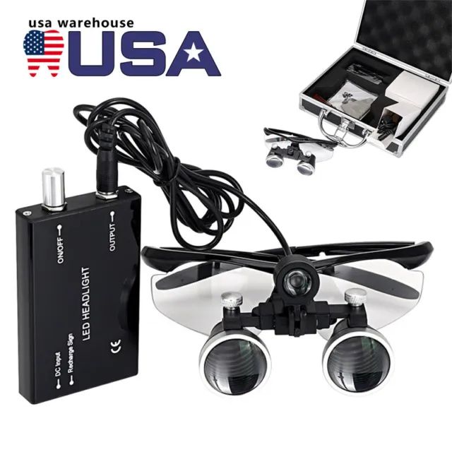 1 Set Dental Surgical Magnifier Binocular Loupes 3.5X-R with LED Head Light Lamp