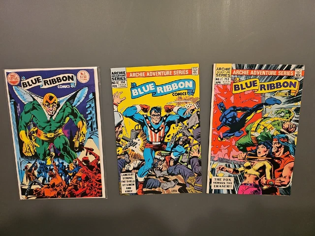 Red Circle BLUE RIBBON COMICS #1 5 7, high grade The Fly Mr. Justice...