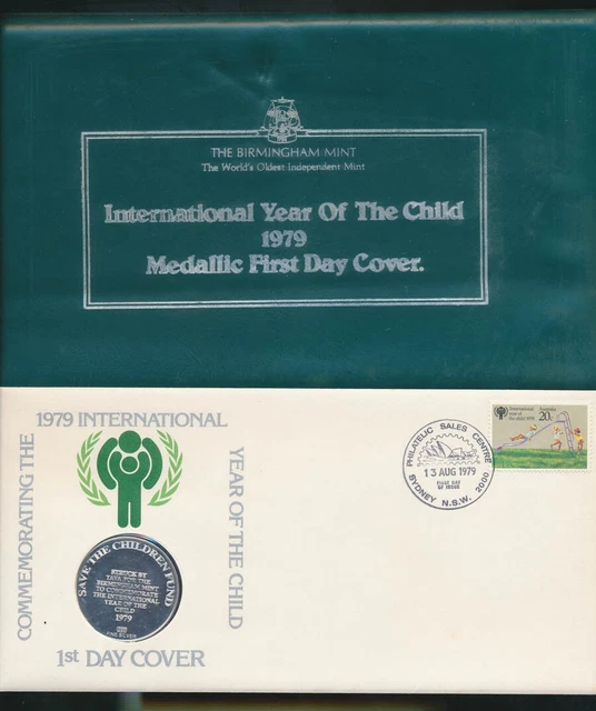 Australia: 1979 Year of The Child First Day Cover PNC, .925 SILVER 25g medal