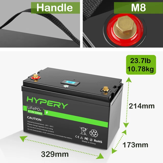 No IVA 12,8V 100Ah Batteria al Litio LiFePO4 Batteria per Camper Solare Usata