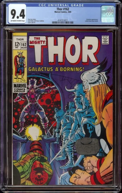 Thor # 162 CGC 9.4 OW/W (Marvel, 1969) Galactus appearance, Jack Kirby cover