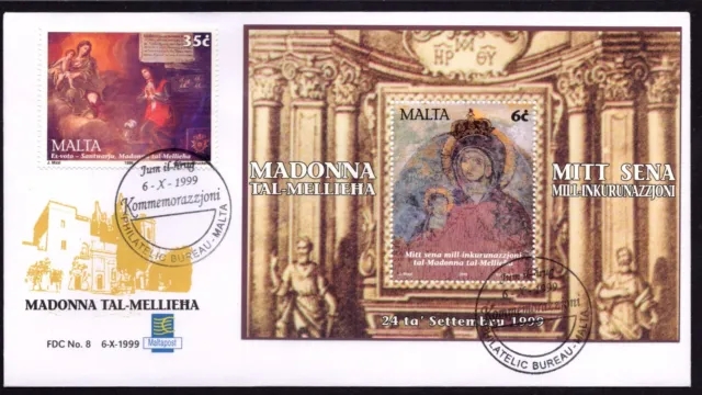 Malta 1999 Mellieha Sanctuary First Day Cover FDC SG 1132  & MS Not Addressed