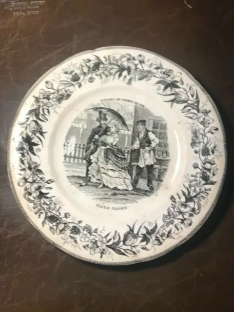 Assiette parlante série chemin de fer en porcelaine opaque de Grigny (Rhône)