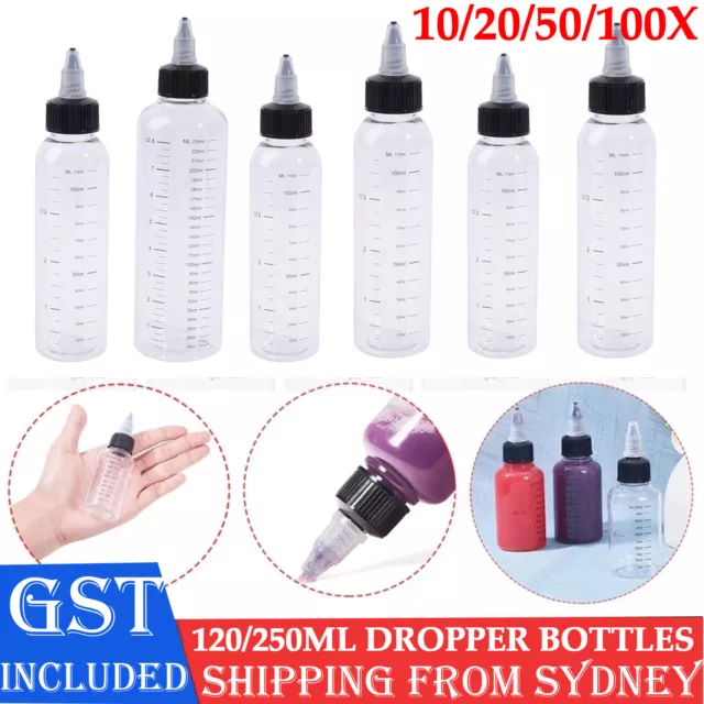 UP 100X 120ml/250ml Squeeze Dropper Bottles Juice Liquid Capacity Twist Top Cap