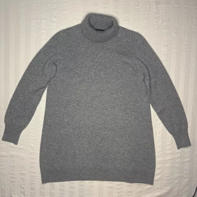 Eileen Fisher 100% Cashmere Tunic Sweater Womens Small Gray Lagenlook Made Italy