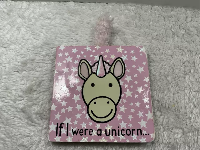 Jellycat If I Were A Unicorn Board Book Sensory Baby Book Touch Feel Pink Used