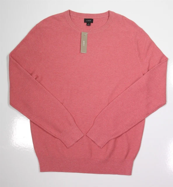 Nuovo! J.Crew Rosa Salmone Cotone Maglia collo Tondo Maglione Uomo Piccolo