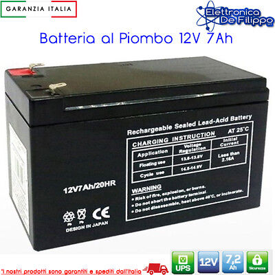 AGM Batteria 12v 7ah Piombo Ermetica agm ups Elettronica 7a 7,2a come FIAMM FG20721 