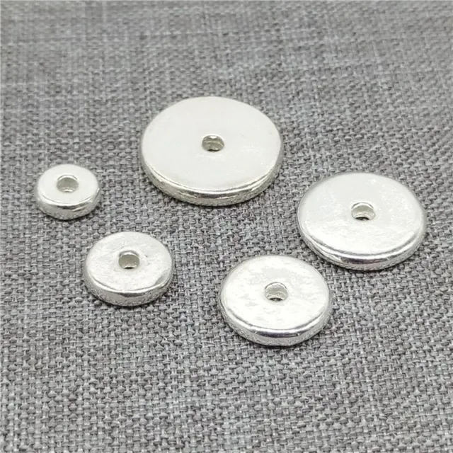925 Sterling Silver Round Coin Beads Greek Disc Spacer for Bracelet