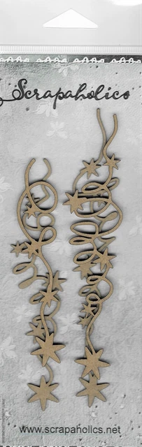 Scrapaholics Laser Cut Chipboard 1.8mm Thick-Scribble Star Dangles,4/Pkg,1"-6" S