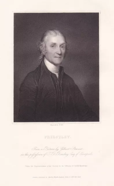 Joseph Priestley Chemist Théologien Theologian Philosophe Portrait Gravure 1835