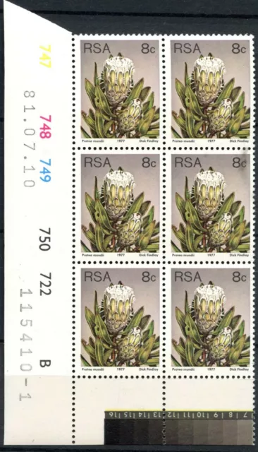 South Africa 1977-82 SG#421a 8c Proteas, Plants Definitive P14x13.5 Block #E9012