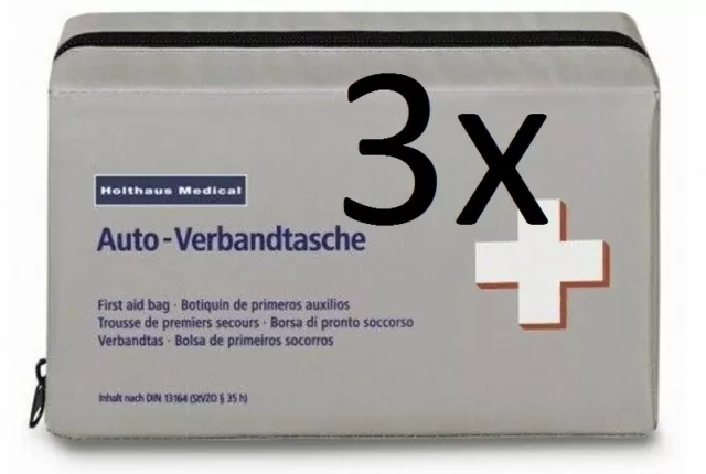 Verbandkasten Holthaus 3x KFZ Auto Verbandtasche DIN 13164 mit Maske VD ⌛04-2029