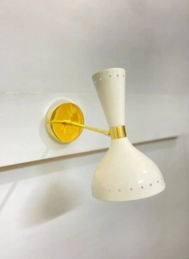 2 Light Mid Century Light Wall Sconce Hand Made With Solid Brass Sconce Italian