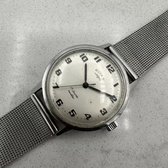 Orologio da polso Uomo Vintage ROTARY 17 Jewel Incabloc Made in Svizzera Calendario