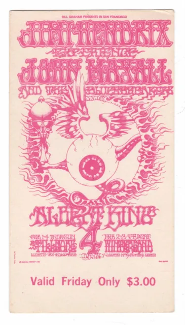 Jimi Hendrix Experience ticket -Winterland  1968 Flying Eyeball Rick Griffin Art