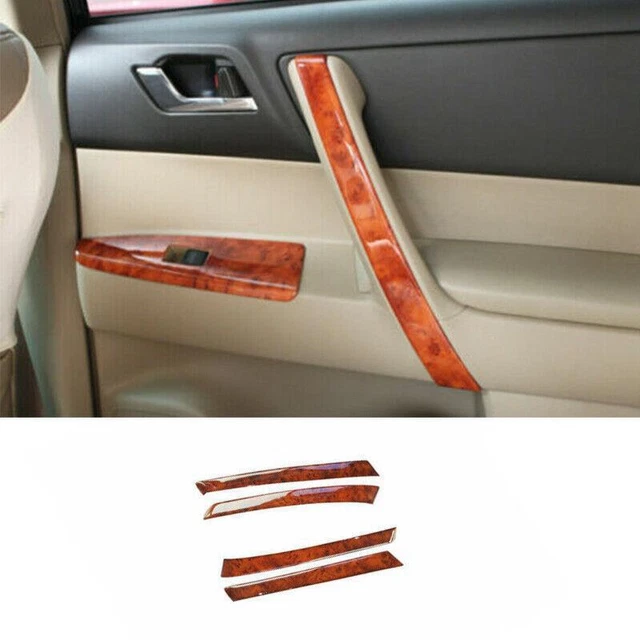 For 2008-2013 Toyota Highlander Peach Wood Grain Inner Door Panel Strip Trim 4PC