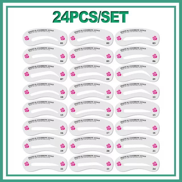 Eyebrow Stencils Shaper Make Up Template Brow 24 Styles Reusable Definer Tool