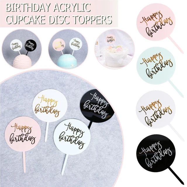 HAPPY BIRTHDAY CAKE Topper Acrylic Cupcake Disc Toppers Party Cake T9P7 ...