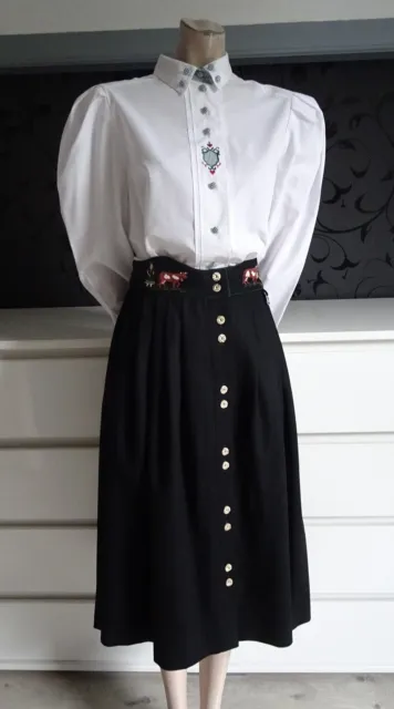 German Bavarian  Black Loden Trachten Skirt  8