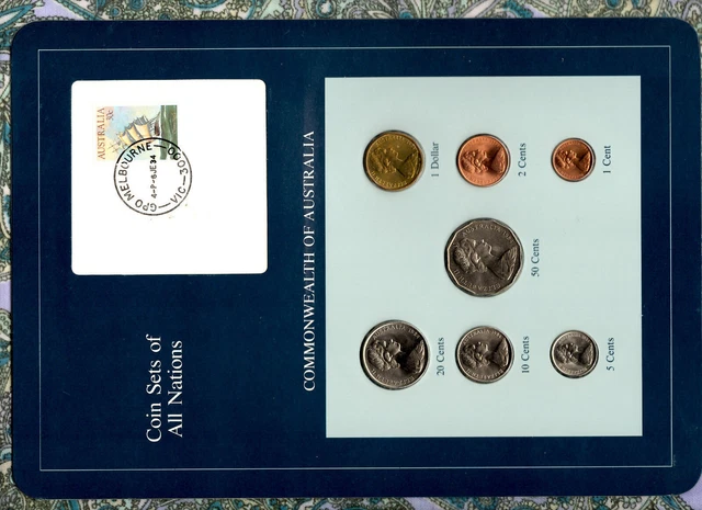 Coin Sets of All Nations Australia  $1,50,20,10,5,2,1 cents 1984 UNC