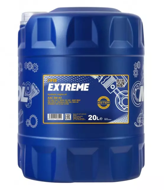 20L Mannol Motoröl Extreme 5W-40 Motorenöl VW 502.00 505.00 MB 229.5 ACEA A3/B4