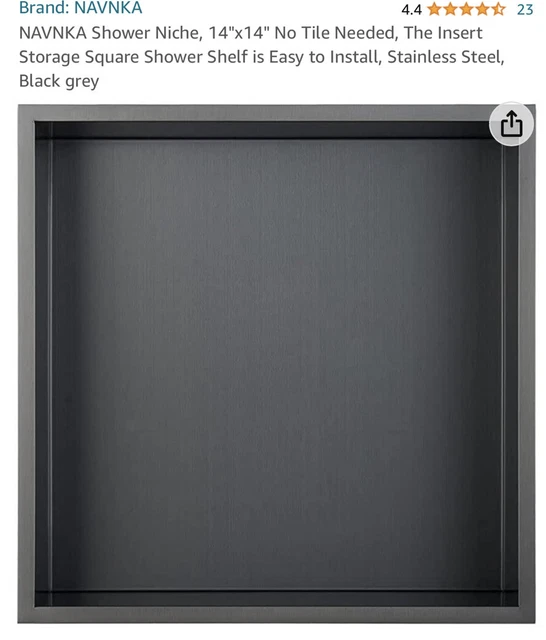 Navnka  Acero Inoxidable nicho 14 X 14 sin azulejos necesarios negro gris